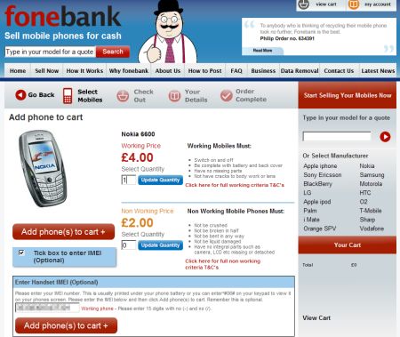 Fonebank Website - Nokia 6600 Details